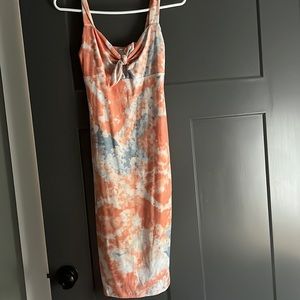 Tie dye, tight fitting, midi dress